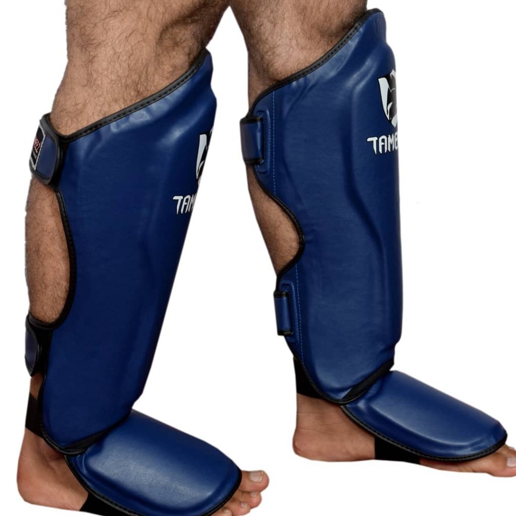 TAMEEZ MUAY THAI SHIN GUARDS BLUE( SYNTEK LEATHER) Tameez Sports